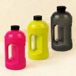 Aqua Monster oversized water bottles in pink, yellow and black – 1.5L and 2.2L sizes for gym and daily hydration.